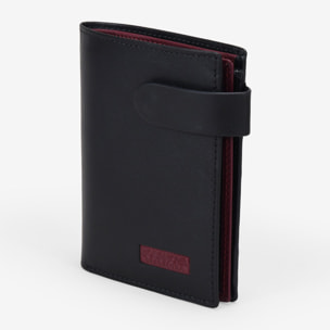 Cartera piel negra con portamonedas