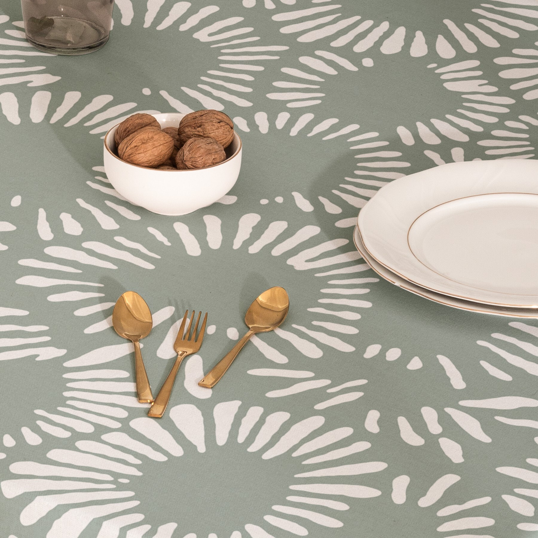 Nappe imprimée anti-tâches CHIARA OLIVE