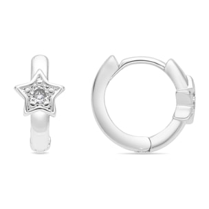 Pendientes de 10mm de diámetro acabado plata y Circonita Brillante