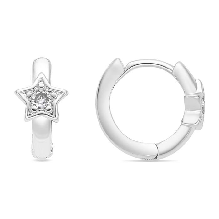 Pendientes de 10mm de diámetro acabado plata y Circonita Brillante