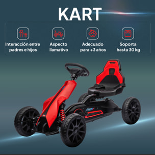 Kart Pedales Go Kart a Pedales para Niños de 3-8 Años con Asiento Ajustable en 4 Posiciones Freno de Mano y Ruedas de EVA Carga 30 kg Rojo