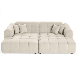 Ray - canapé droit 4 places avec double méridienne - assise profonde - en tissu texturé - Beige