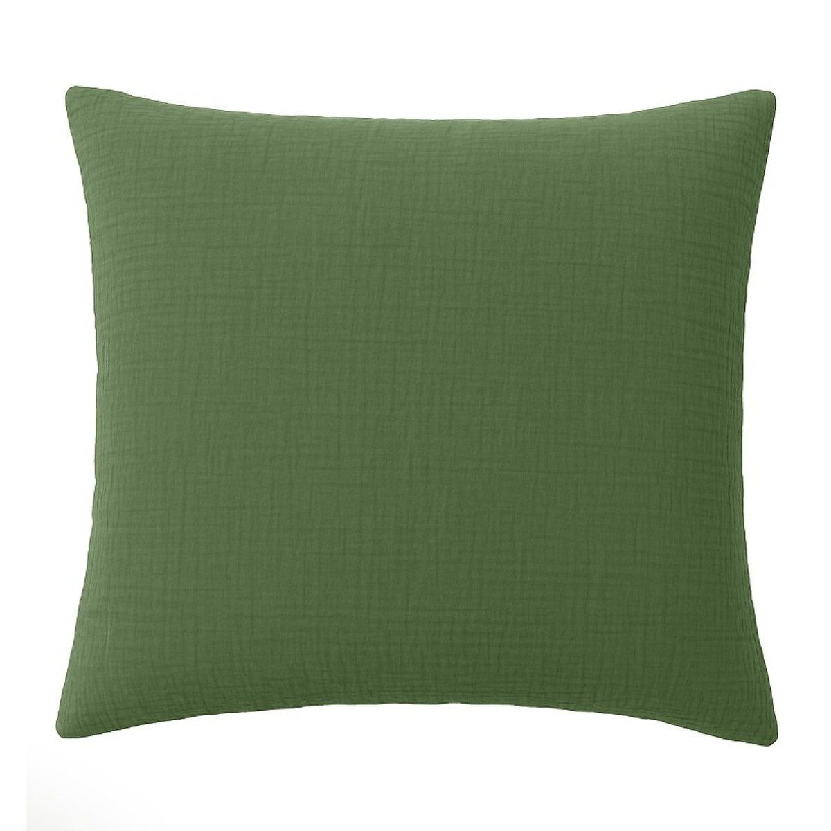 Paire de Taies d'oreiller gaze de coton lavé vert cèdre