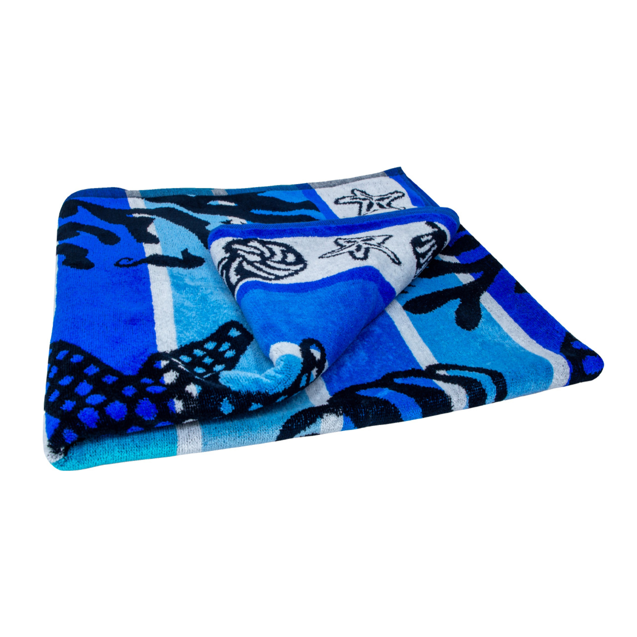 Telo Mare Spugna Jacquard Spiaggia Disegno Reef