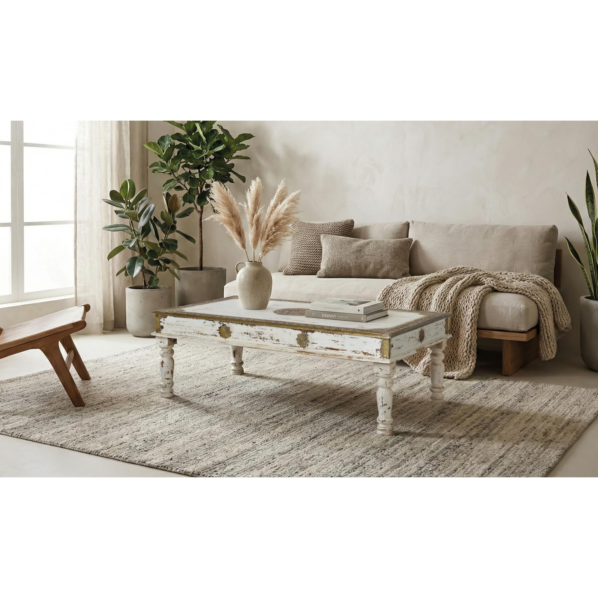 Mesas de Centro de Madera de Mango 140 Cm Estilo Colonial