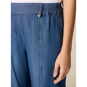 Oltre - Pantalones jogger de tencel - Azul