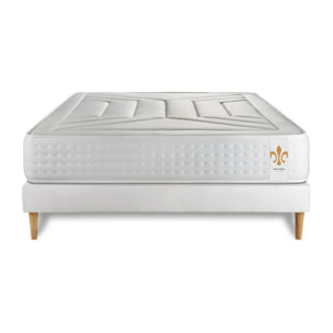 Ensemble Matelas Vingt-Quatre - 24cm - Ressorts ensachés et mémoire de forme - Soutien sur mesure - Sommier kit Blanc