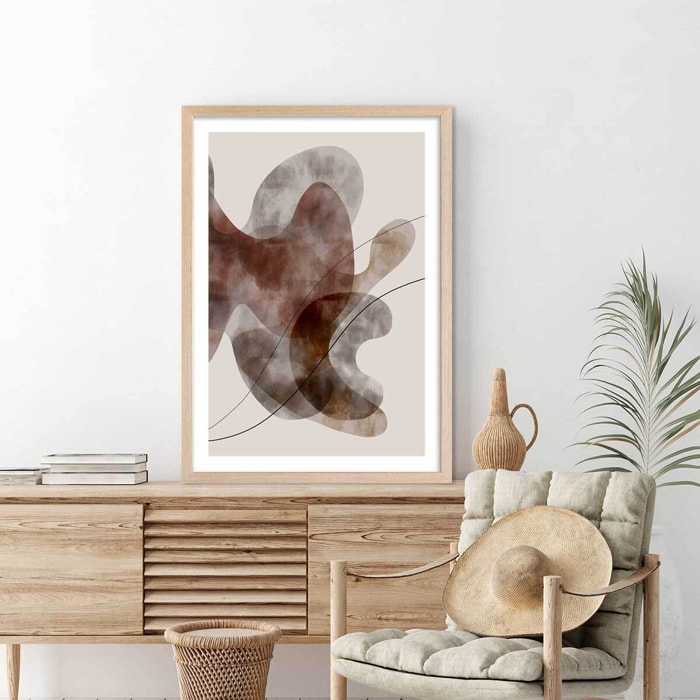 Affiche Organisme abstrait N°2 Affiche + cadre en bois - Chêne