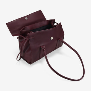Bolso de hombro burdeos con solapa