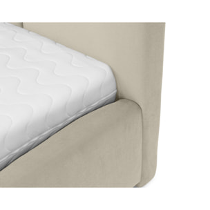 Noa - lit coffre - 140x200 cm - en velours - sommier inclus - Beige