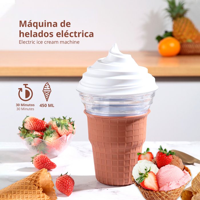 Heladera HD-BQL01 de 450ml. Incluye manual de recetas para preparar distintos tipos de helados.