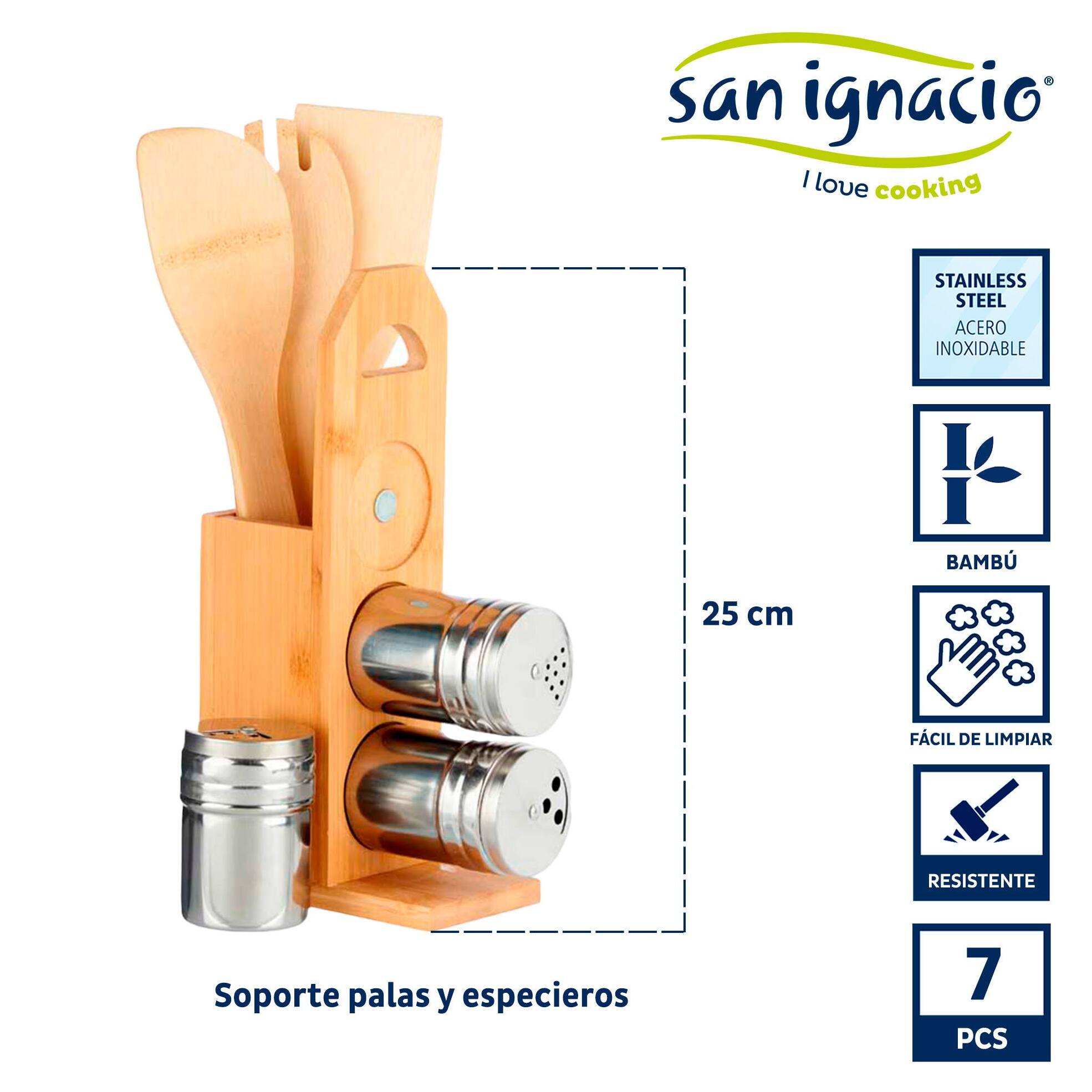 Set 7 pzs bambu soporte palas especieros colección kinvara