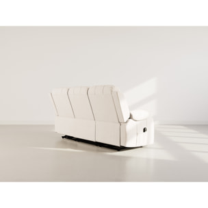 Armand - Canapé 3 places relax électrique en velours côtelé - Beige