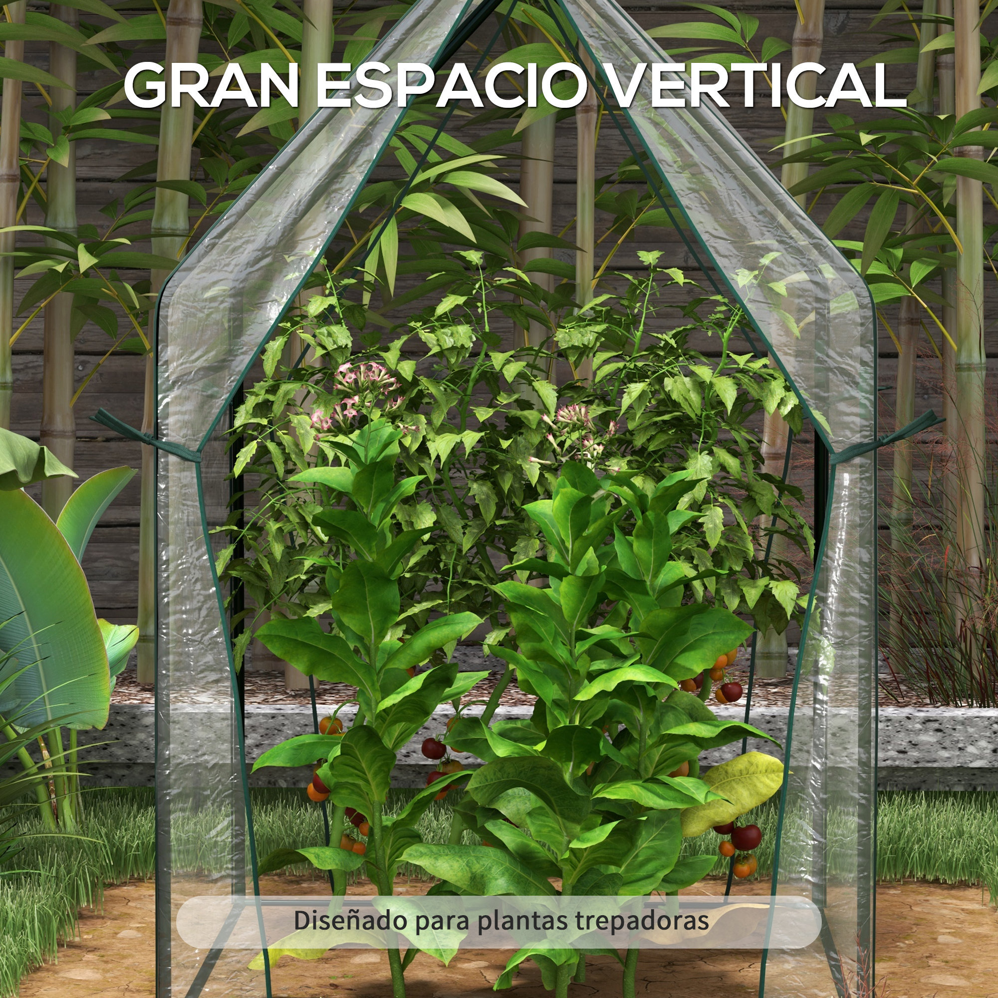 Invernadero de Jardín Invernadero de Terraza con 2 Puertas con Cremallera Anti-UV para Cultivo de Plantas Flores Verduras 90x90x145 cm Transparente