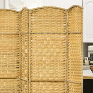 Biombo Plegable de 6 Paneles 270x180 cm Biombo Separador de Ambientes Pantalla de Privacidad de Polipropileno para Oficina Dormitorio Natural