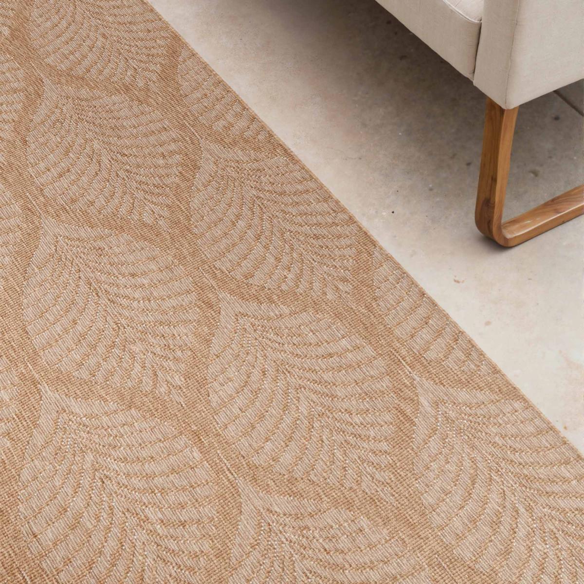 Tapis exterieur kilim nature floral, structure authentique, feka