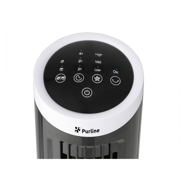 Ventilateur tour compact rotatif noir