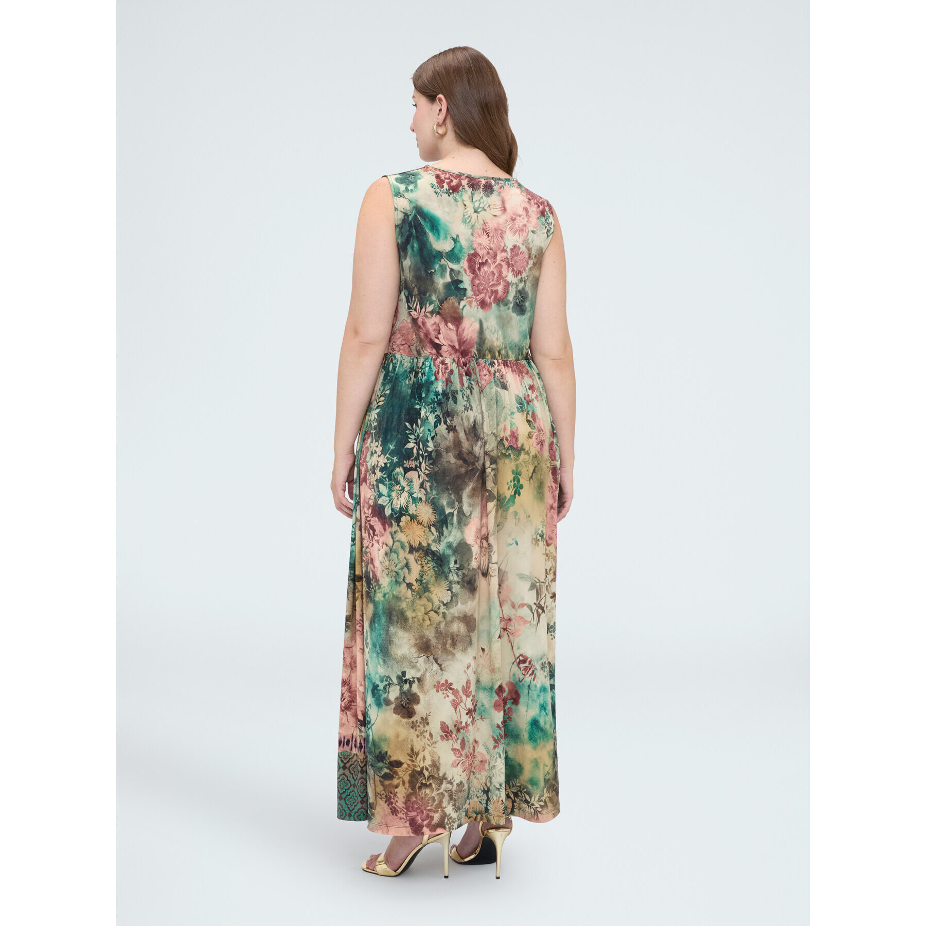 Fiorella Rubino - Vestito lungo svasato con stampa - Verde
