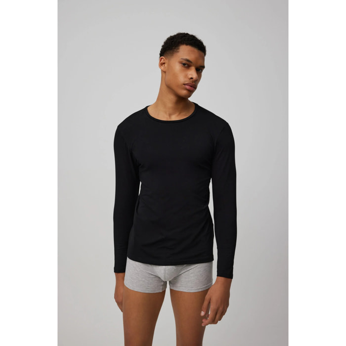 Maglietta a maniche lunghe in cotone nero