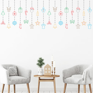 Sticker Noël guirlande - Autocollants stickers adhésifs noël - décoration fêtes