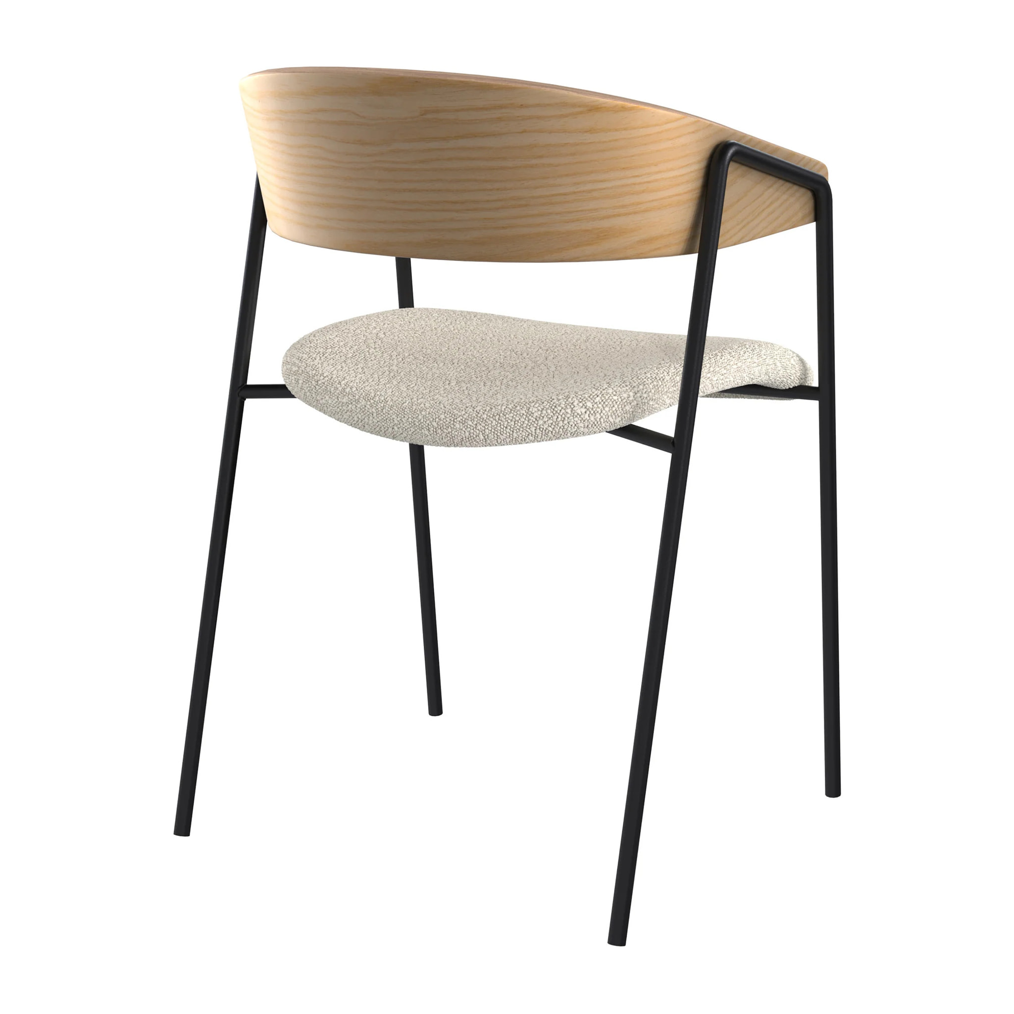 Lot de 2 chaises en tissu bouclé blanc et bois de chêne - Esmée