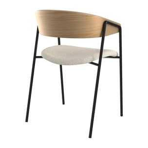 Lot de 2 chaises en tissu bouclé blanc et bois de chêne - Esmée