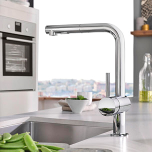 GROHE Mitigeur évier cuisine avec mousseur extractible, finition Supersteel