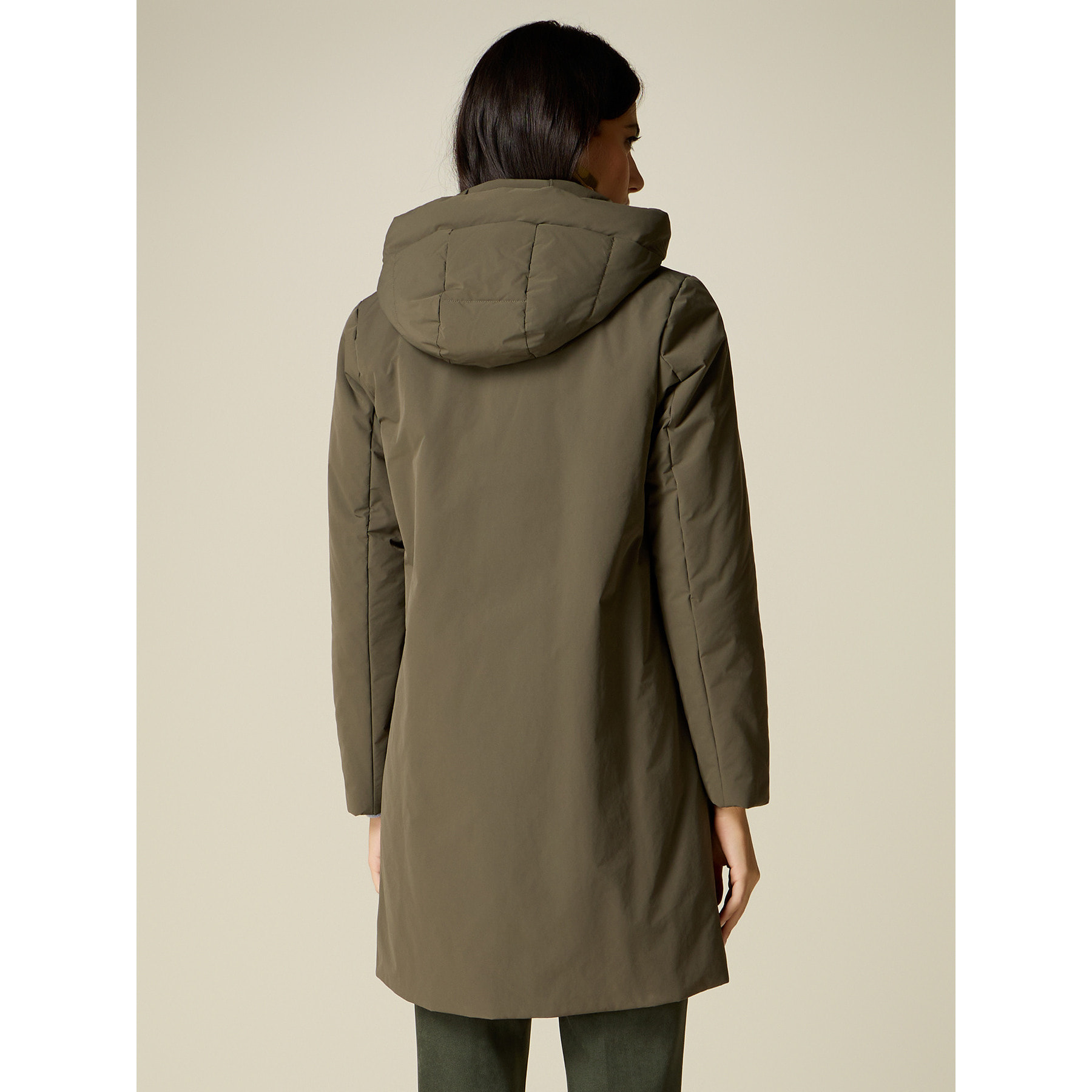 Oltre - Piumino lungo liscio - Verde militare