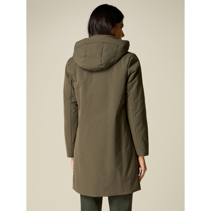 Oltre - Piumino lungo liscio - Verde militare