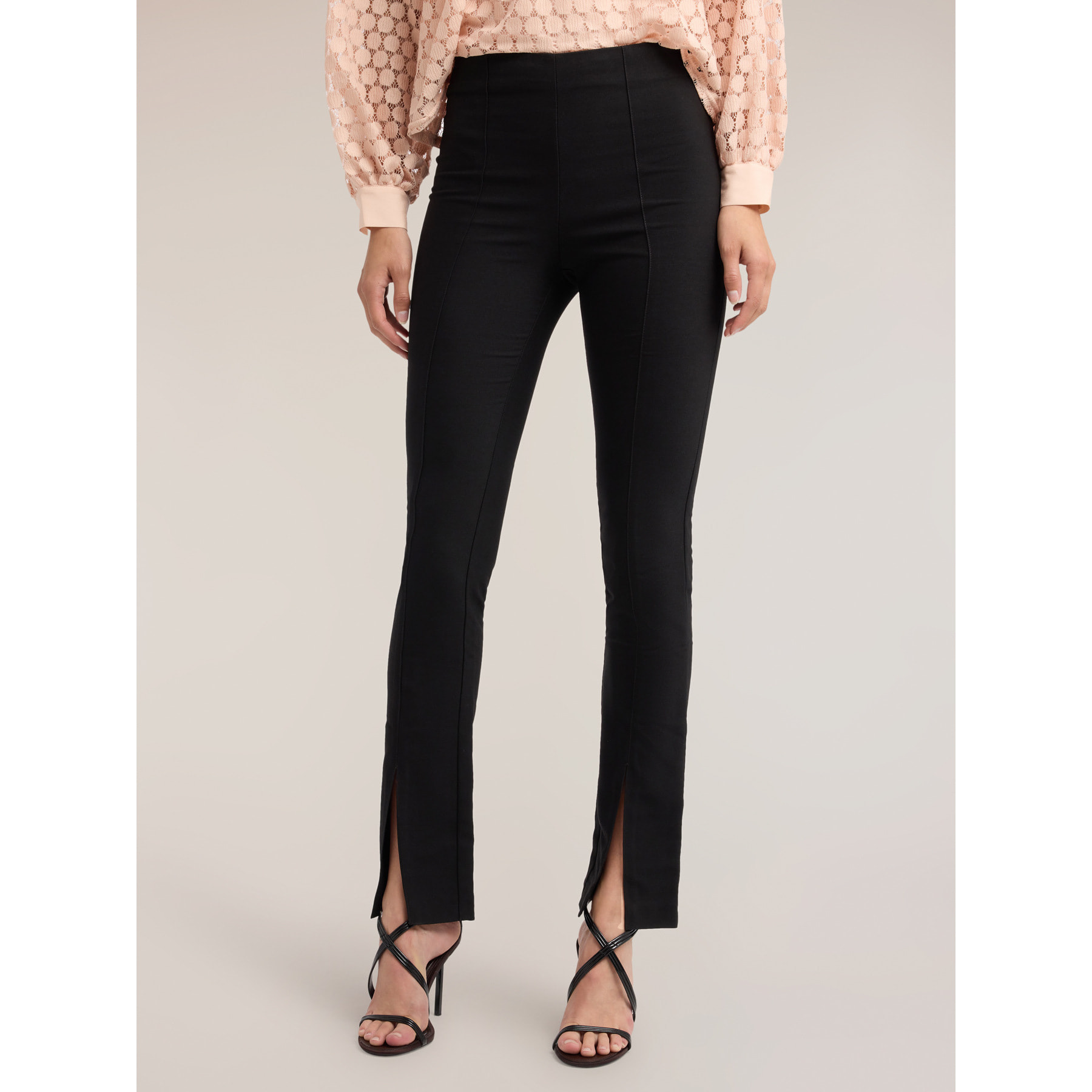 Motivi - Pantaloni slim in cady con spacco - Nero