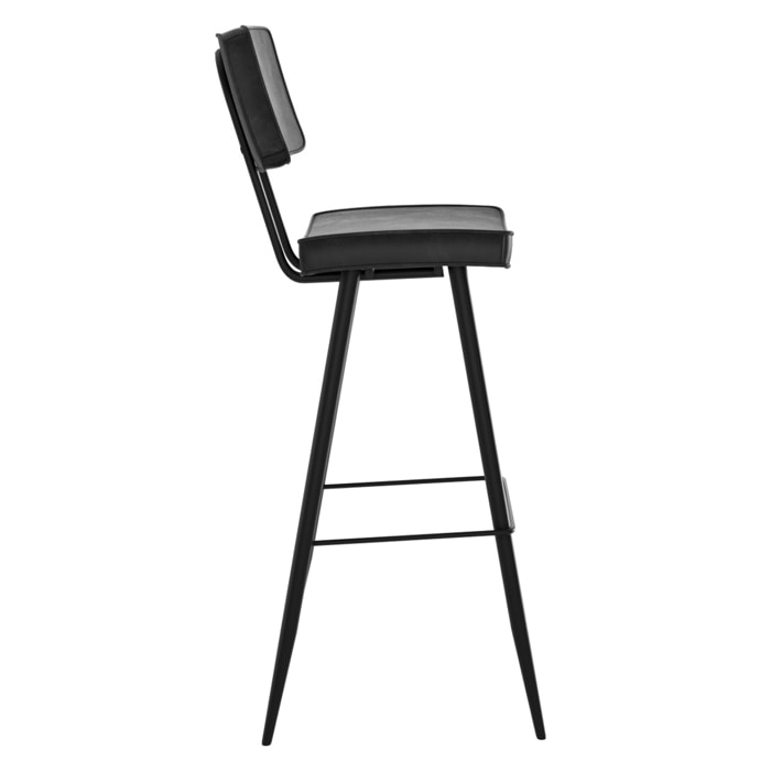 Lot de 2 chaises de bar grises/noires en cuir synthétique 75.5 cm - Texas