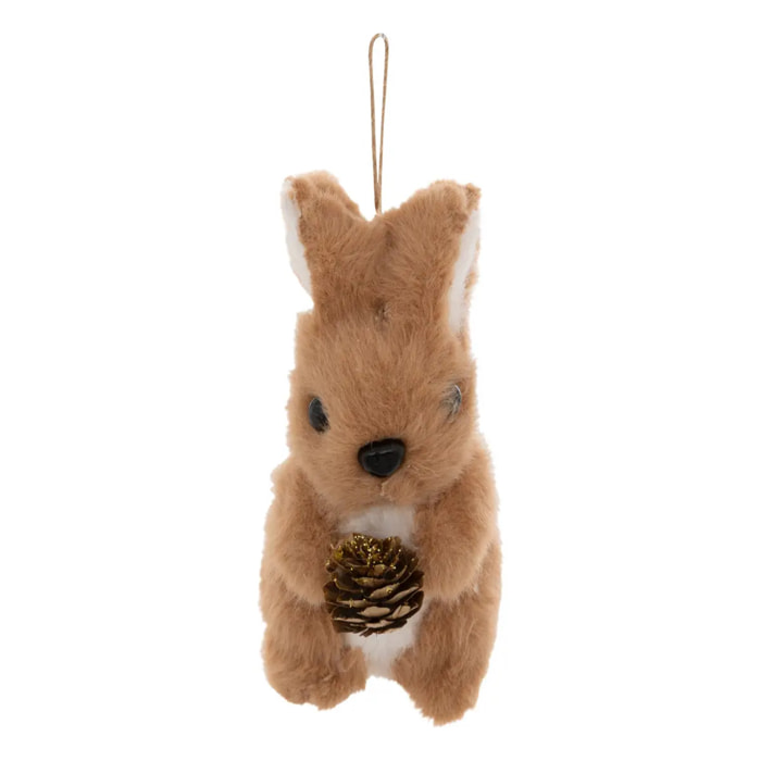 Sujet lapin fourrure pomme de pain polystyrène H.12cm marron