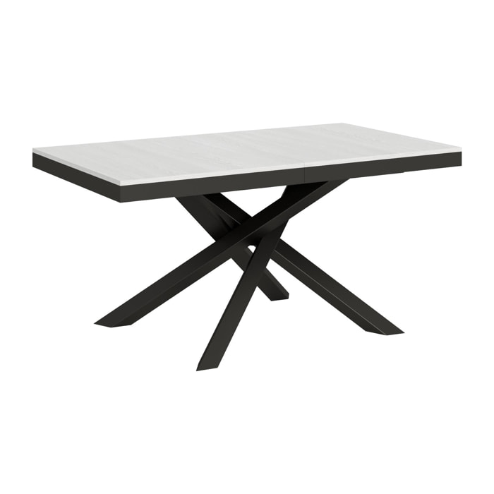 Table extensible 90x160/264 cm Volantis Evolution Frêne Blanc cadre Anthracite