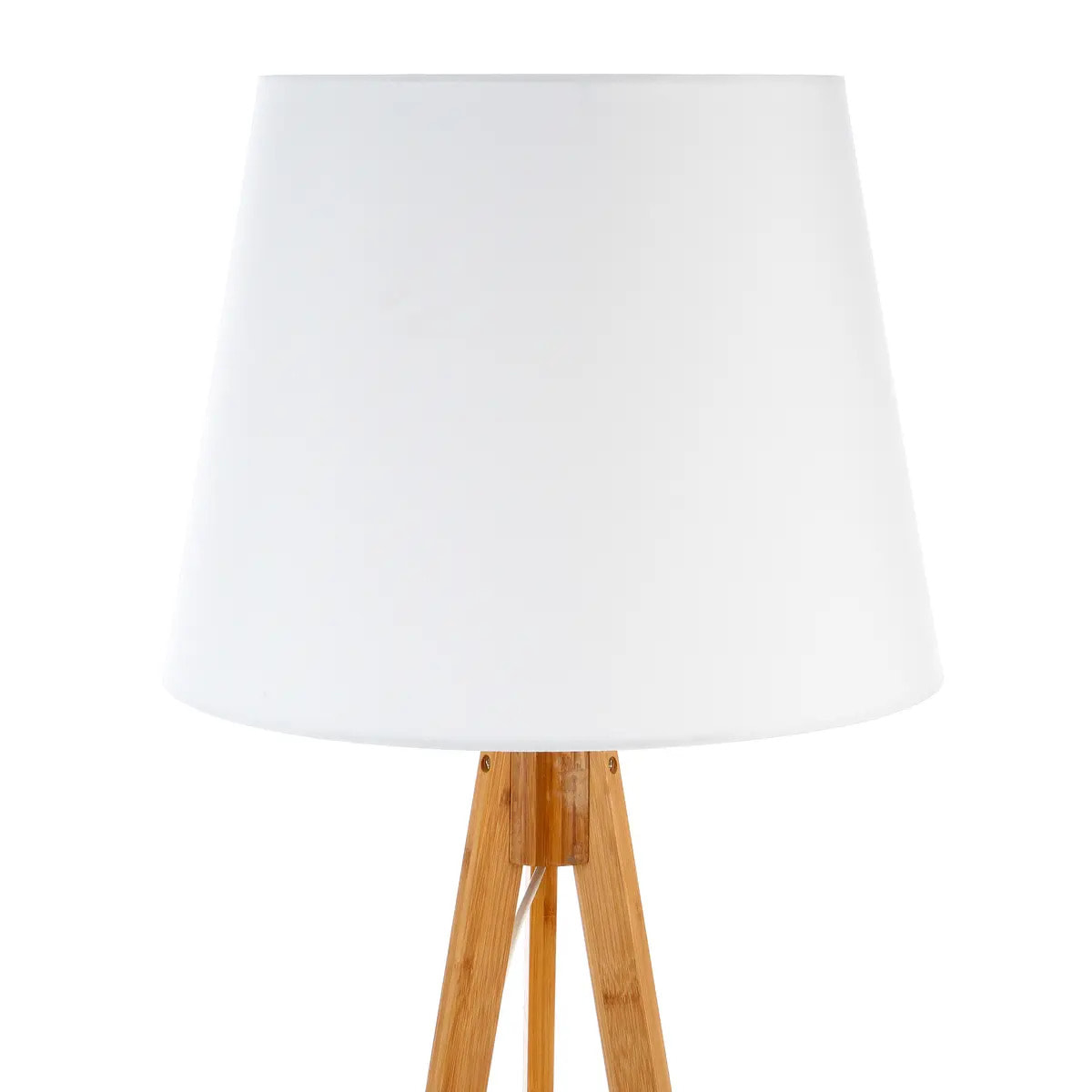 Lampadaire trépied "Bahi" - bambou et blanc H160 cm