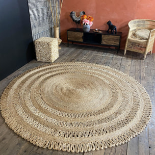 TAPIS EN JUTE NATURELLE TRESSE A LA MAIN DIAMÈTRE 220CM JERICO