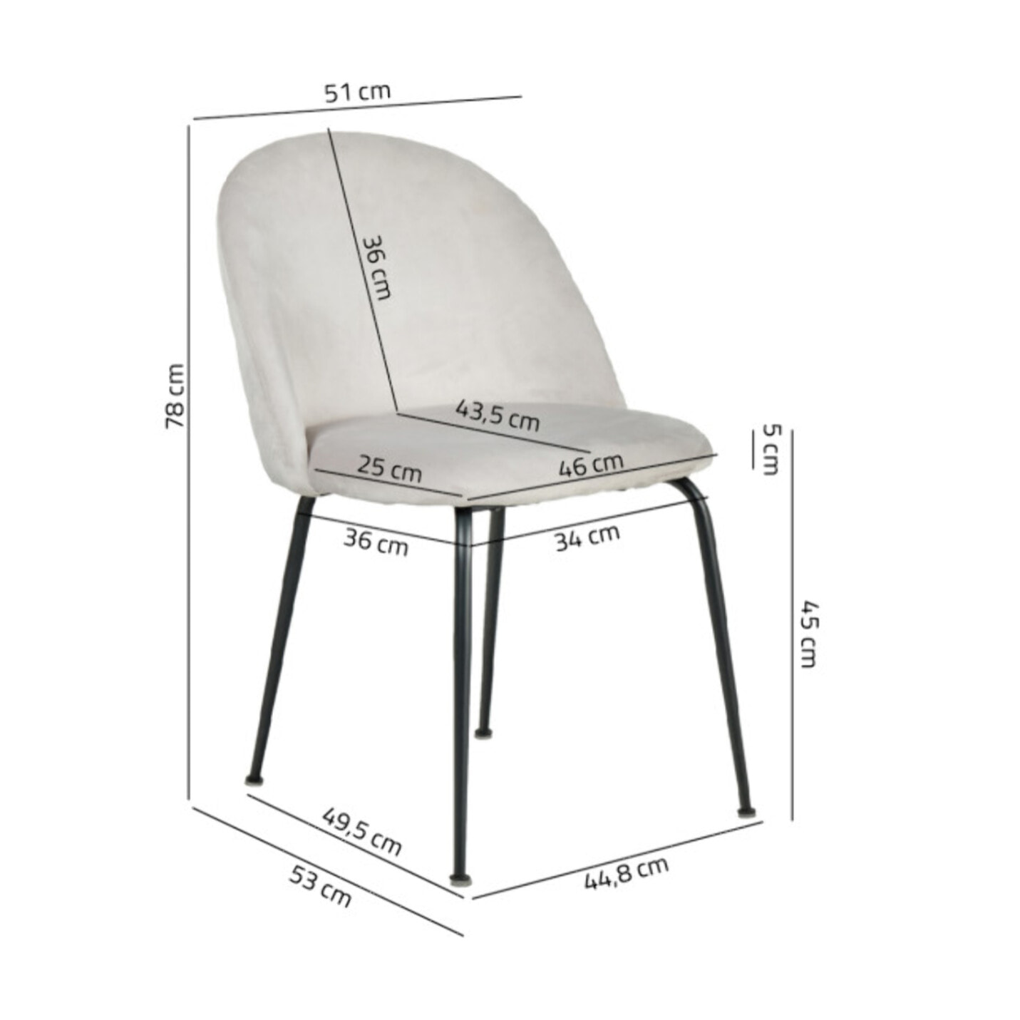 Chaise design en velours dossier capitonné - CLEA