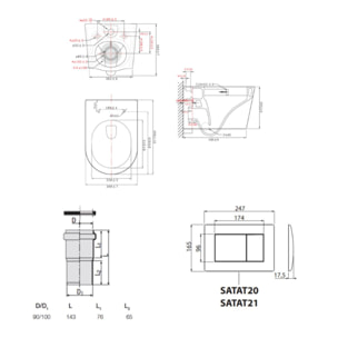 Pack WC bâti ECO 2L Swiss Aqua Technologies + WC suspendu sans bride Swiss Aqua Technologies + plaque blanche (STESTBRWT01-FR)