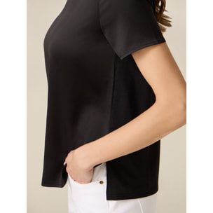 Oltre - T-shirt bimaterica - Nero