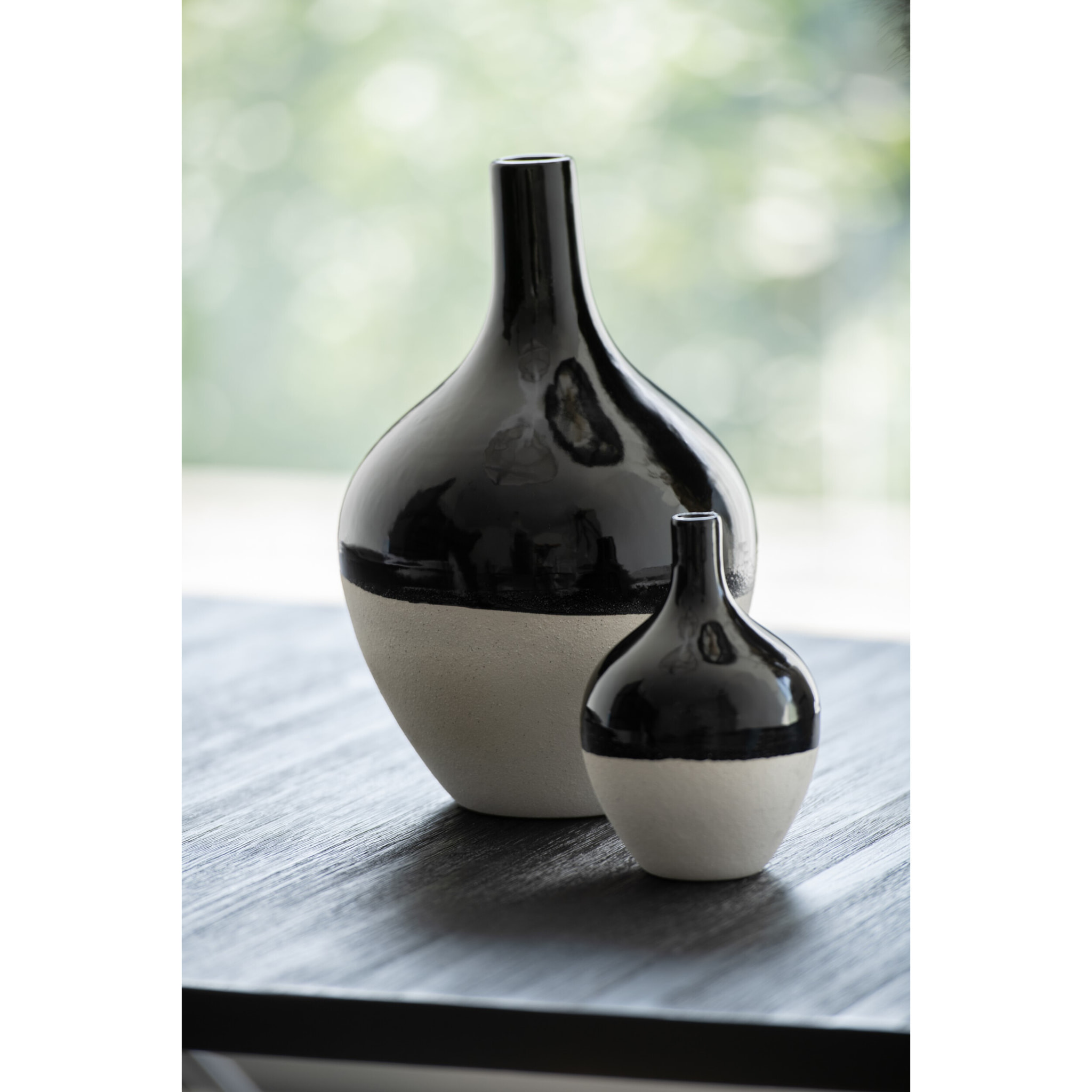 J-Line vase Iva - porcelaine - noir/blanc - large - Ø 21 cm