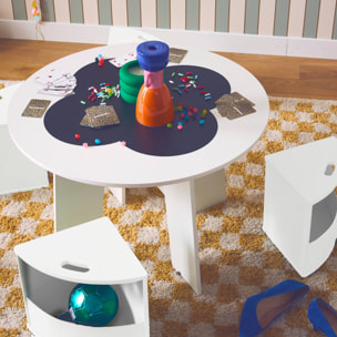 Table avec ardoise et 4 chaises avec rangement pour enfant