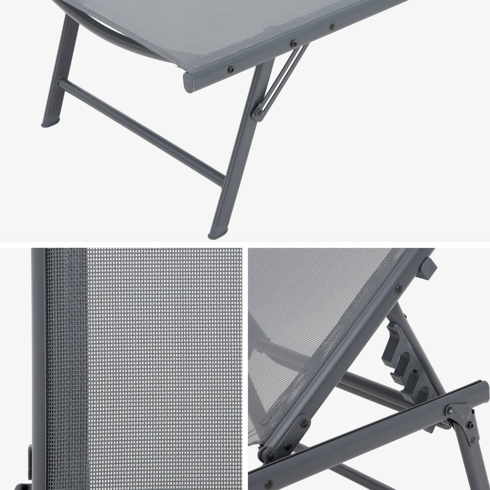 Bain de soleil acier textilène multi positions (lot de 2) TROPEA