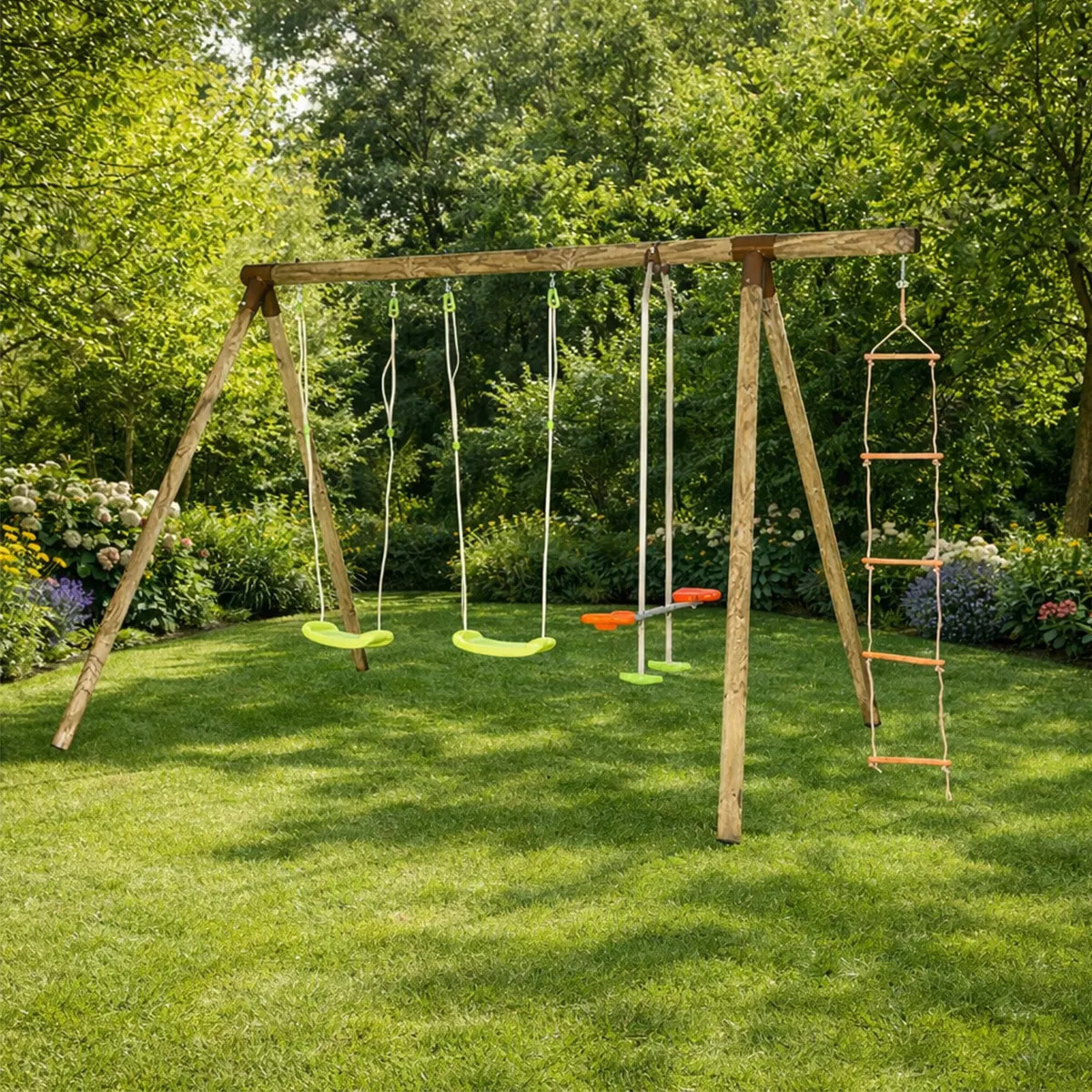 Portique bois 2,30 m Topwood DOLCI - 5 enfants