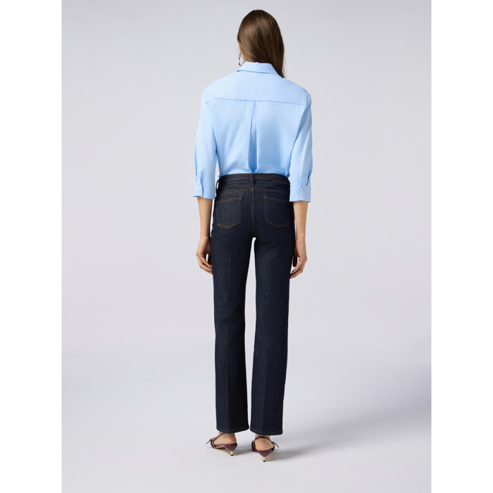Oltre - Vaqueros regulares en denim lavado - Azul