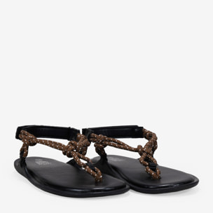 Sandalias de dedo marrones planas
