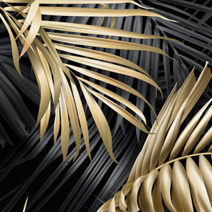Affiche encadrée feuilles tropicales dorées fond noir Affiche + cadre en métal - Noir