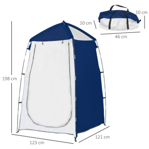 Tienda de Ducha Camping Portátil UV25+ Tienda de Privacidad Tienda Instantánea para Baño Vestuario Cambiador Inodoro con Ventana Bolsillo y Bolsa de Transporte 123x121x198 cm Azul