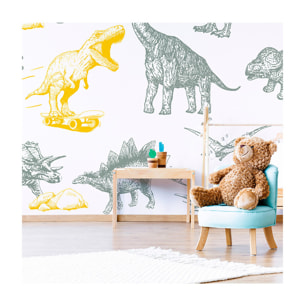 Papier peint panoramique Dino Fun - Un décor mural de 6 lés (288x270cm), créé et fabriqué en France