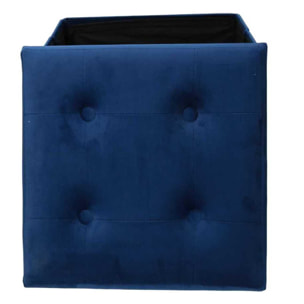 Pouf pieghevole Vacchetti in velluto blu cm38x38h38