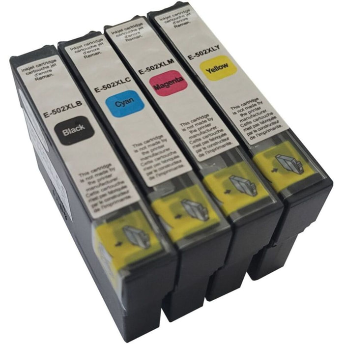 Cartouche d'encre ESSENTIELB Pack Compatible E502 XL (Noir + 3 Couleurs Haute Capacité)