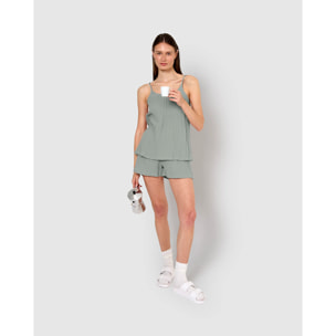 Pijama corto muselina tirante verde azulado